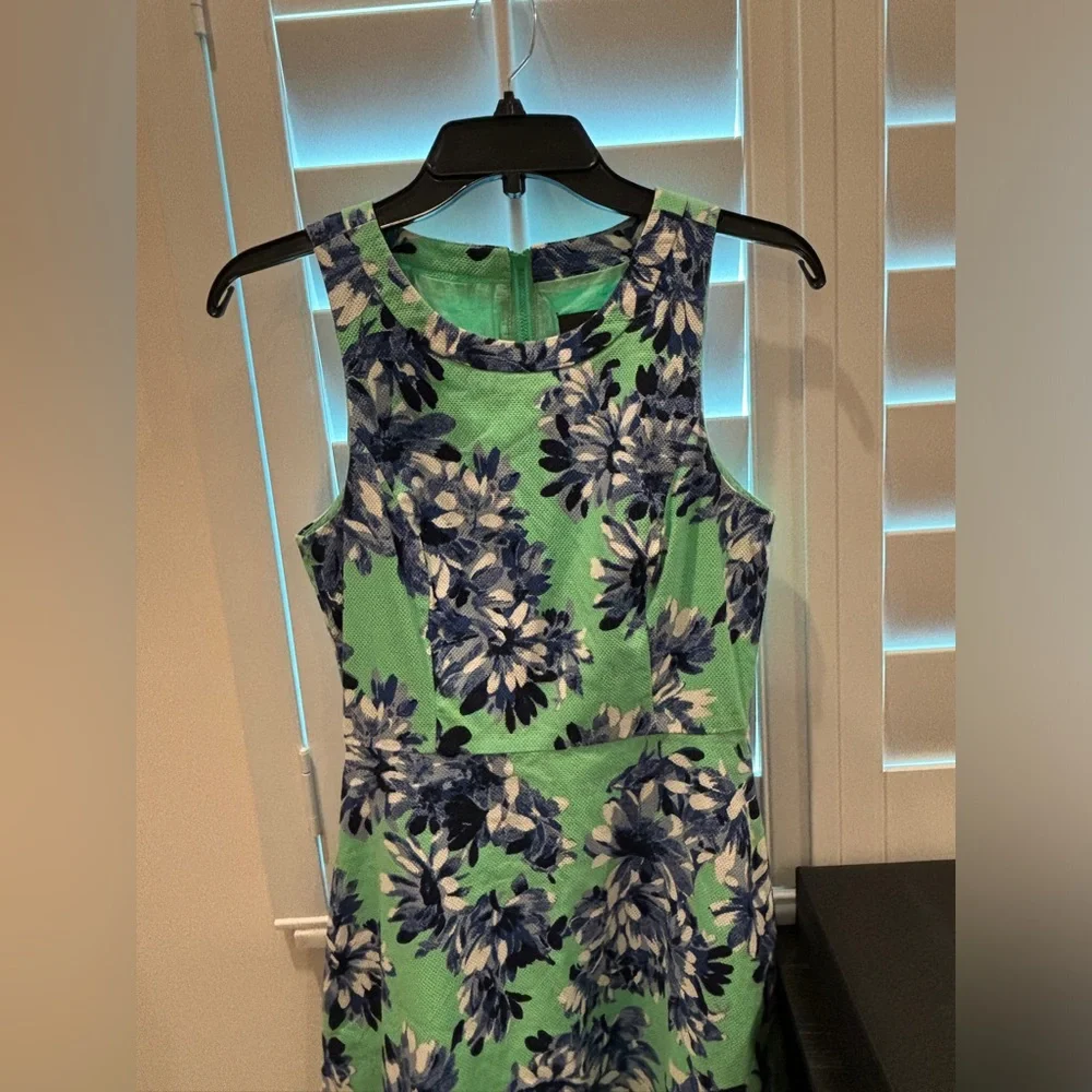 J.Crew Green Blue Floral Dress Fit and Flare Size 2